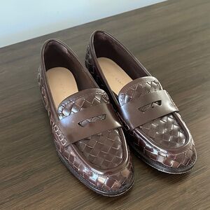 Loeffler Randall Brown Woven Leather Loafers